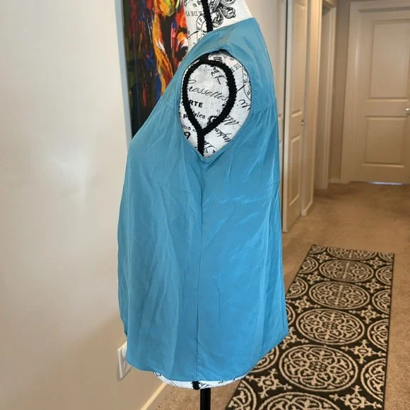 Tory Burch Womens Sleeveless Ruffle Trim Blouse Top Blue Size 4 Round Ne… - Picture 4 of 12